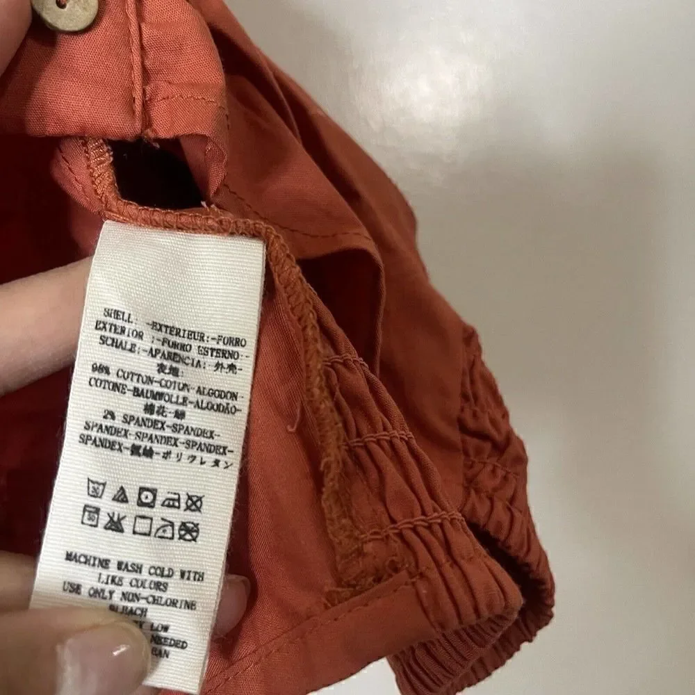 Free People Orange bodycon cinched strapless button down dress XS